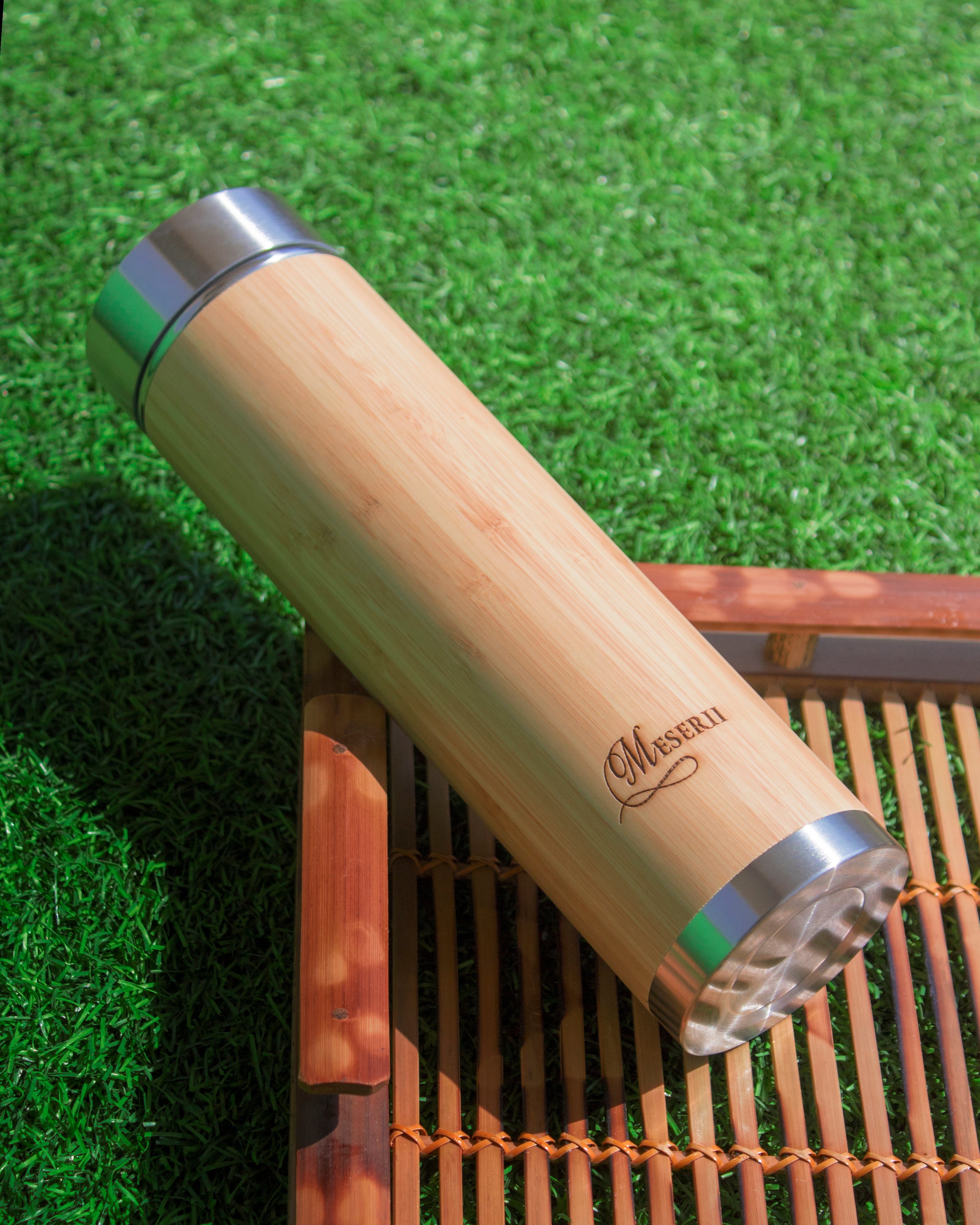 Handmade Organic Bamboo Waterbottle Wood Bottles Drinking Water Bottles  Long Bottles 175 Mili Miter Water Capacity 