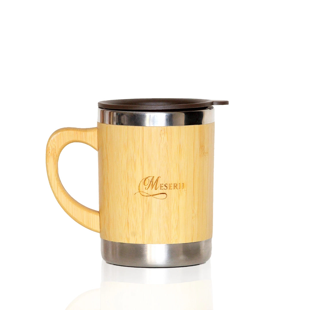Brown Bamboo Stainless Steel Coffee Mug, Size/Dimension: 11 X 11 X