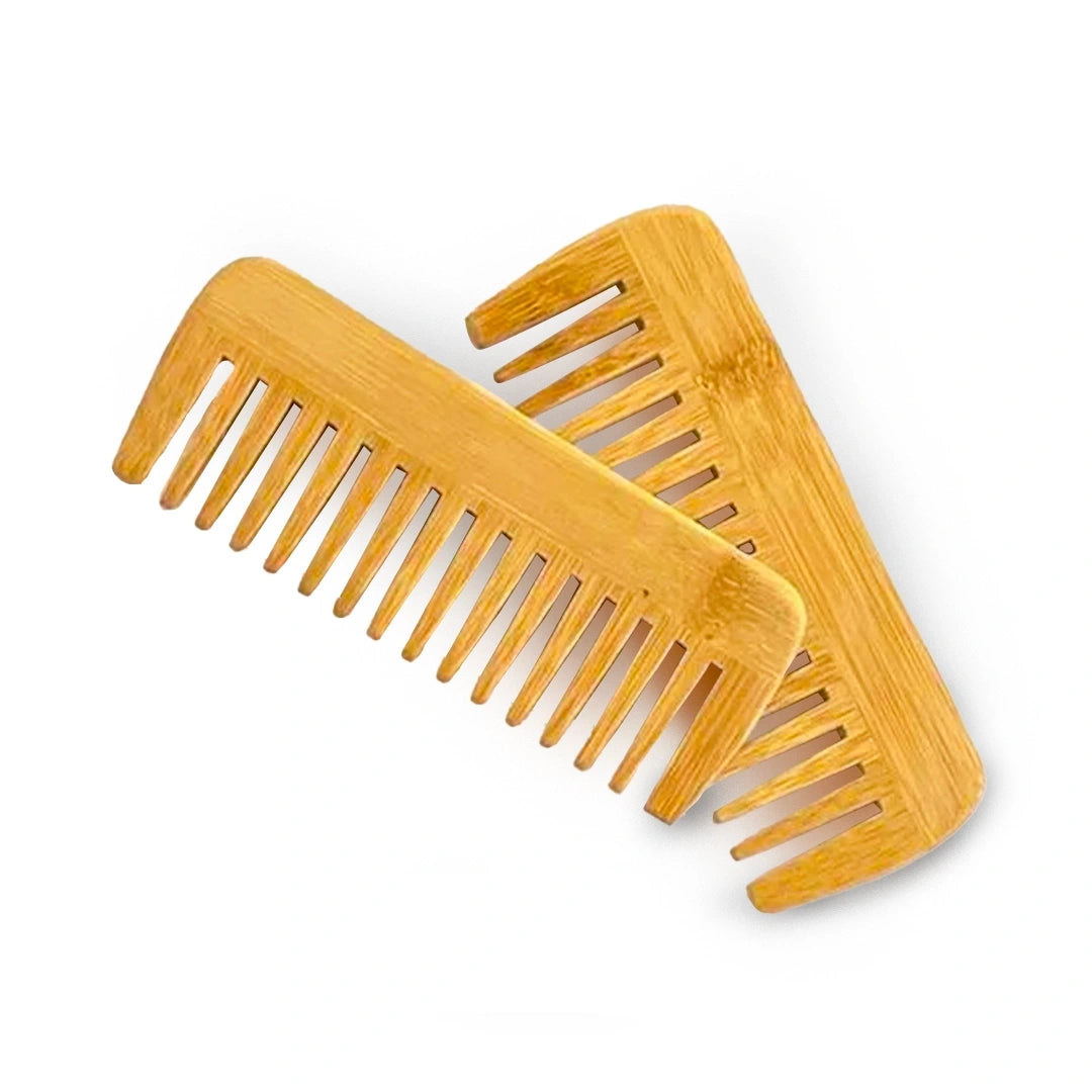 Sustainable, wide-tooth bamboo comb for all hair types