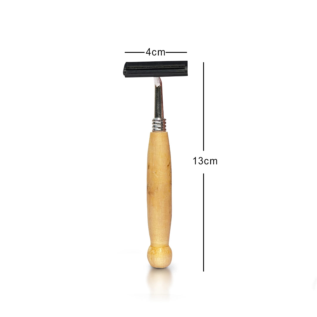 Lightweight 150g face razor with bamboo grip