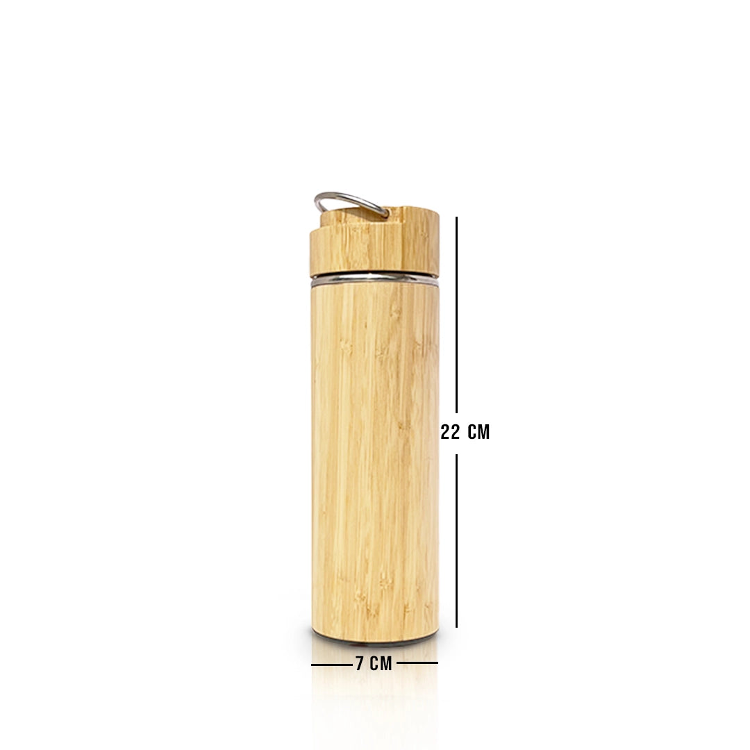 450ml sustainable bamboo travel bottle, stainless steel interior