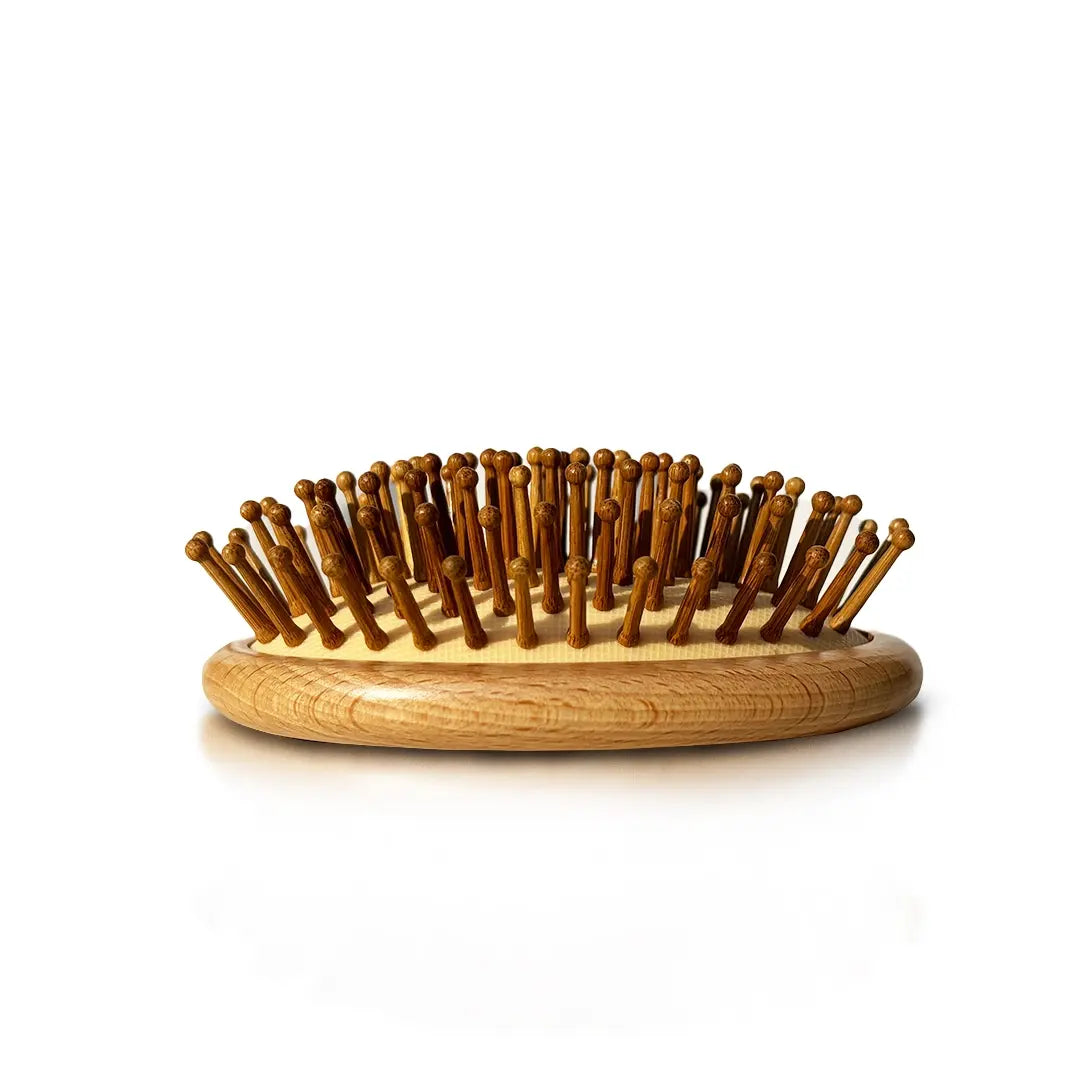 Natural bamboo paddle hairbrush set, ideal for family use
