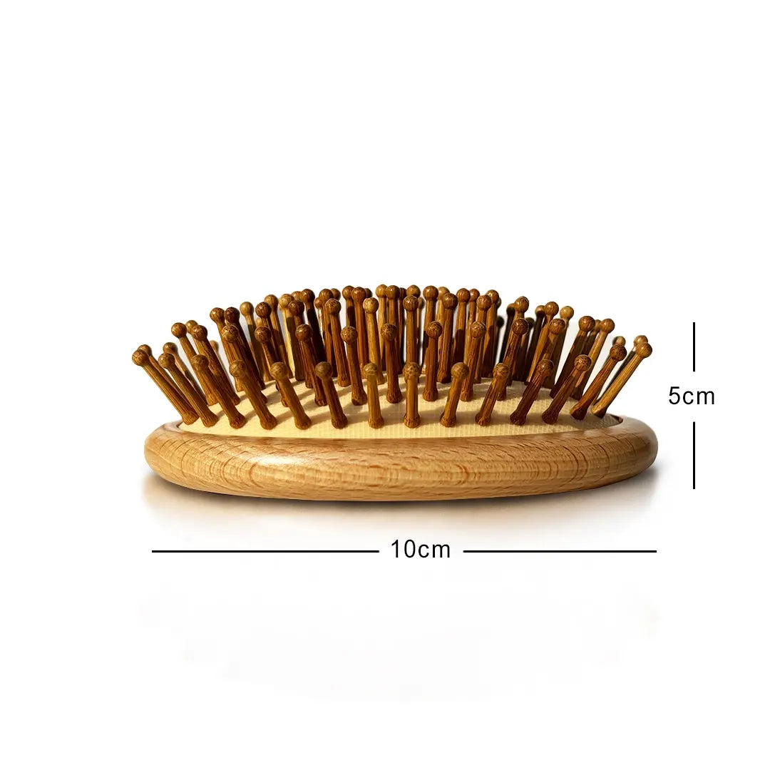 Bamboo paddle brush with massaging bristles for scalp health
