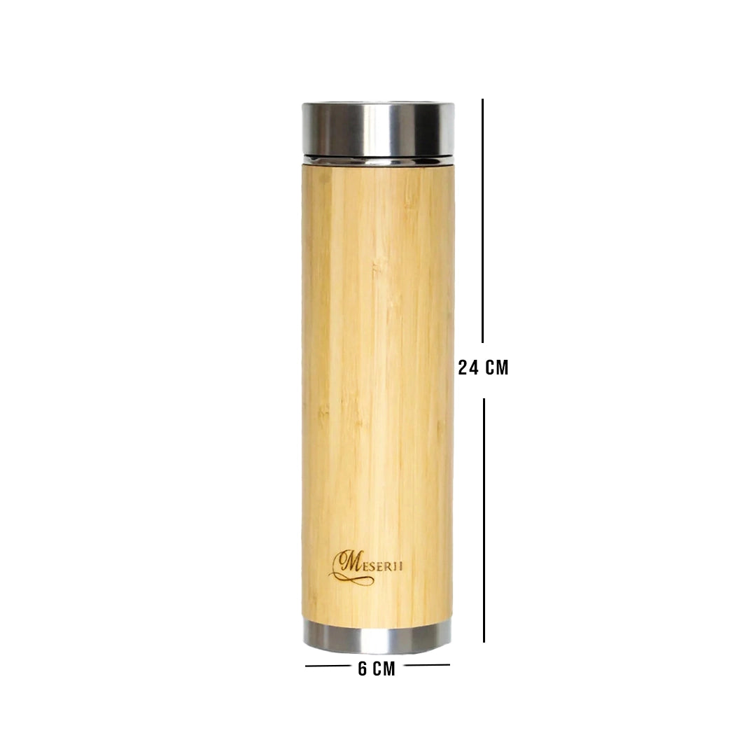Bamboo Stainless Steel Bottle, For Drinking Water, 500 mL