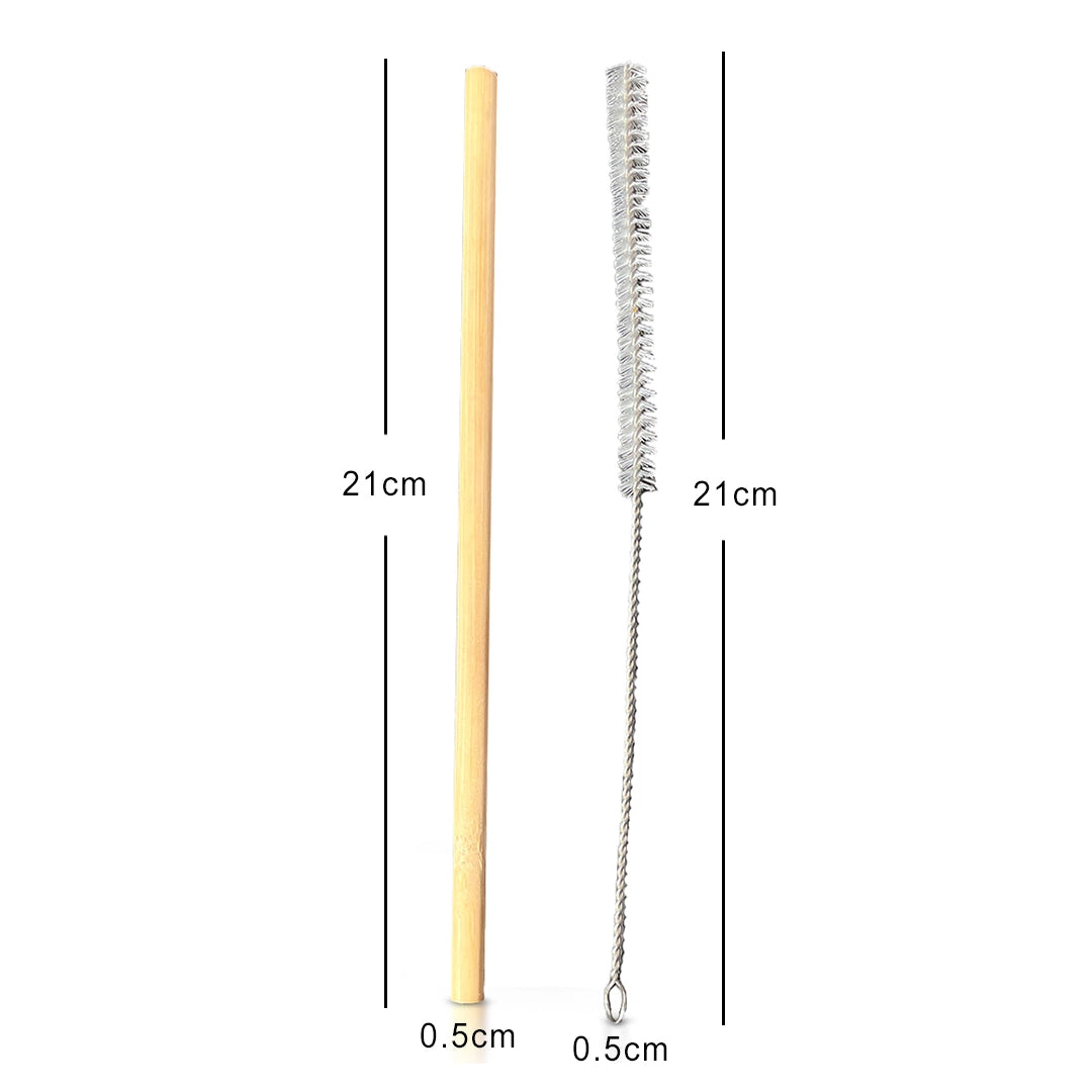 2-pack durable and washable bamboo straws with cleaner