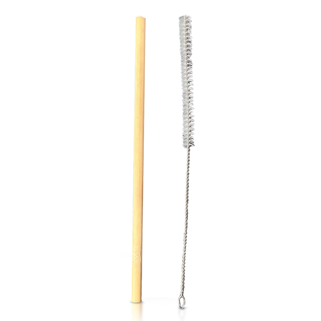 Sustainable 8-inch bamboo straw duo with sisal fibre cleaner