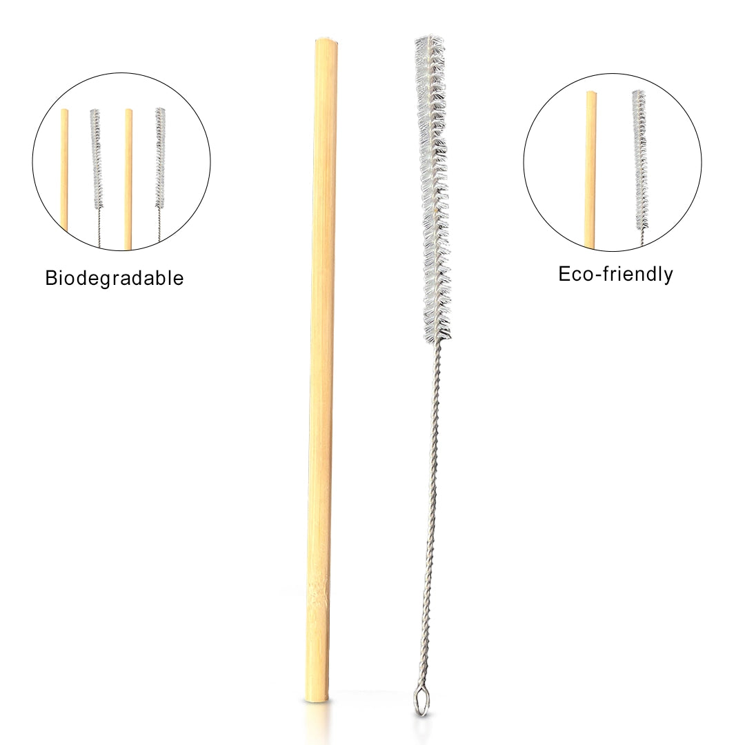 Biodegradable bamboo straw set with cleaner - meserii.com