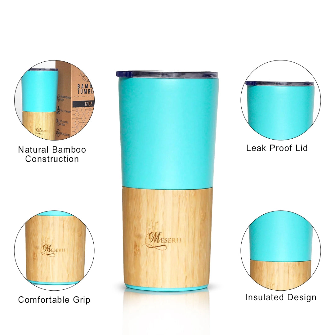 Biodegradable Blue Bamboo Tumbler for Beverages - meserii.com