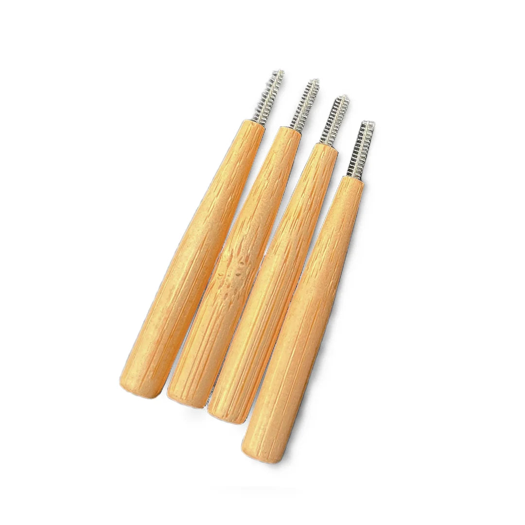 Beige bamboo interdental cleaners for better dental care