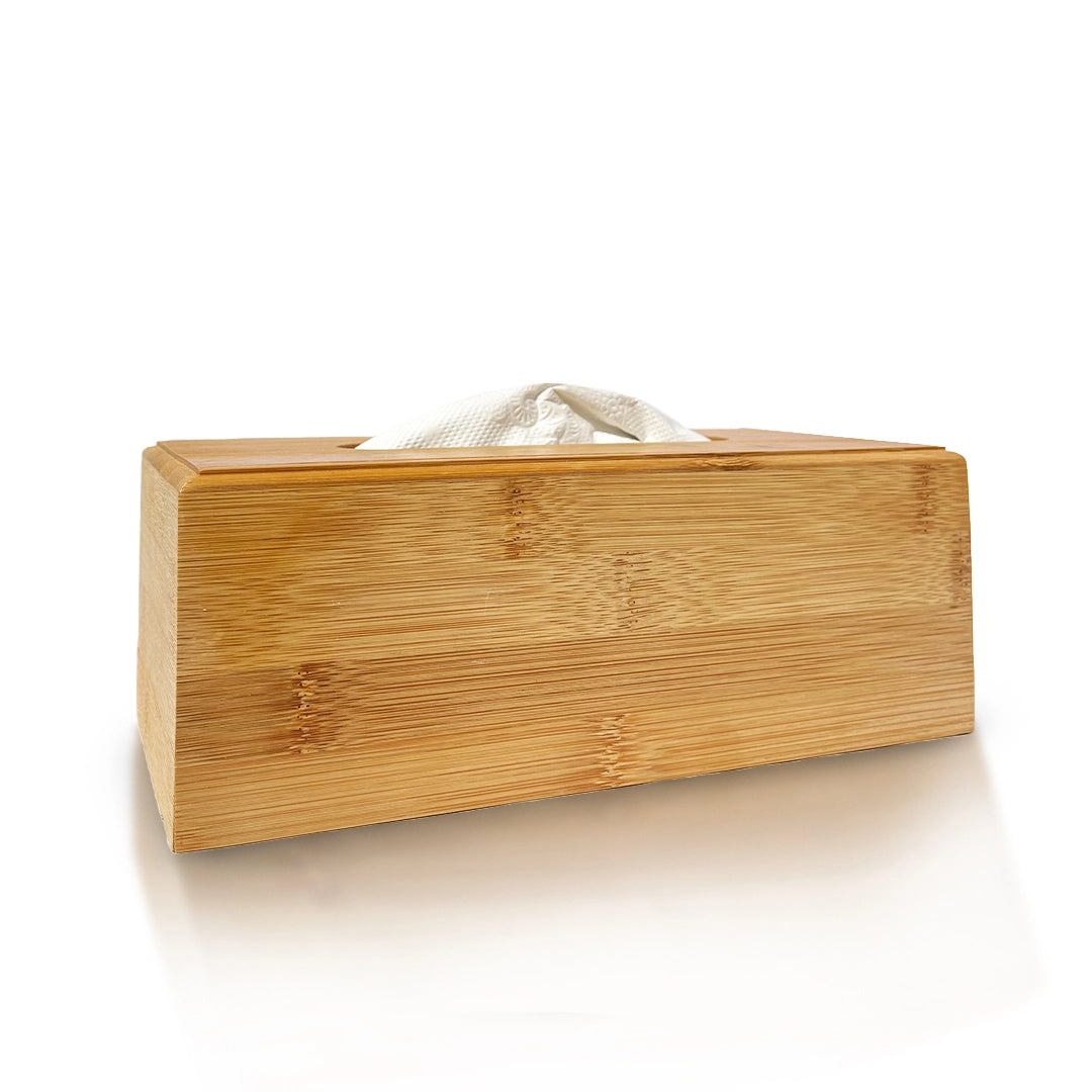 Elegant beige bamboo tissue box holder for stylish decor