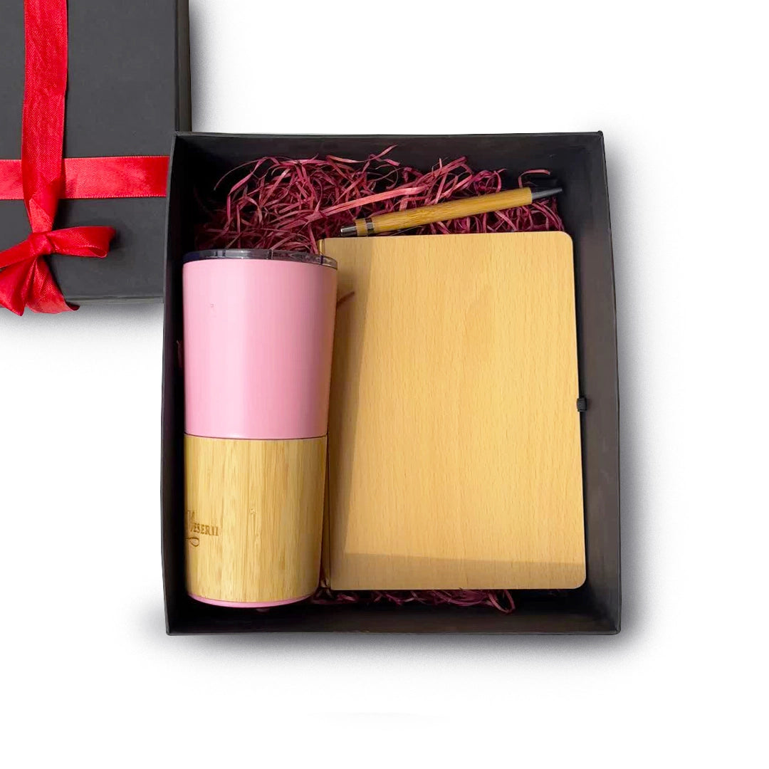 Unique eco-friendly bamboo tumbler & diary hamper