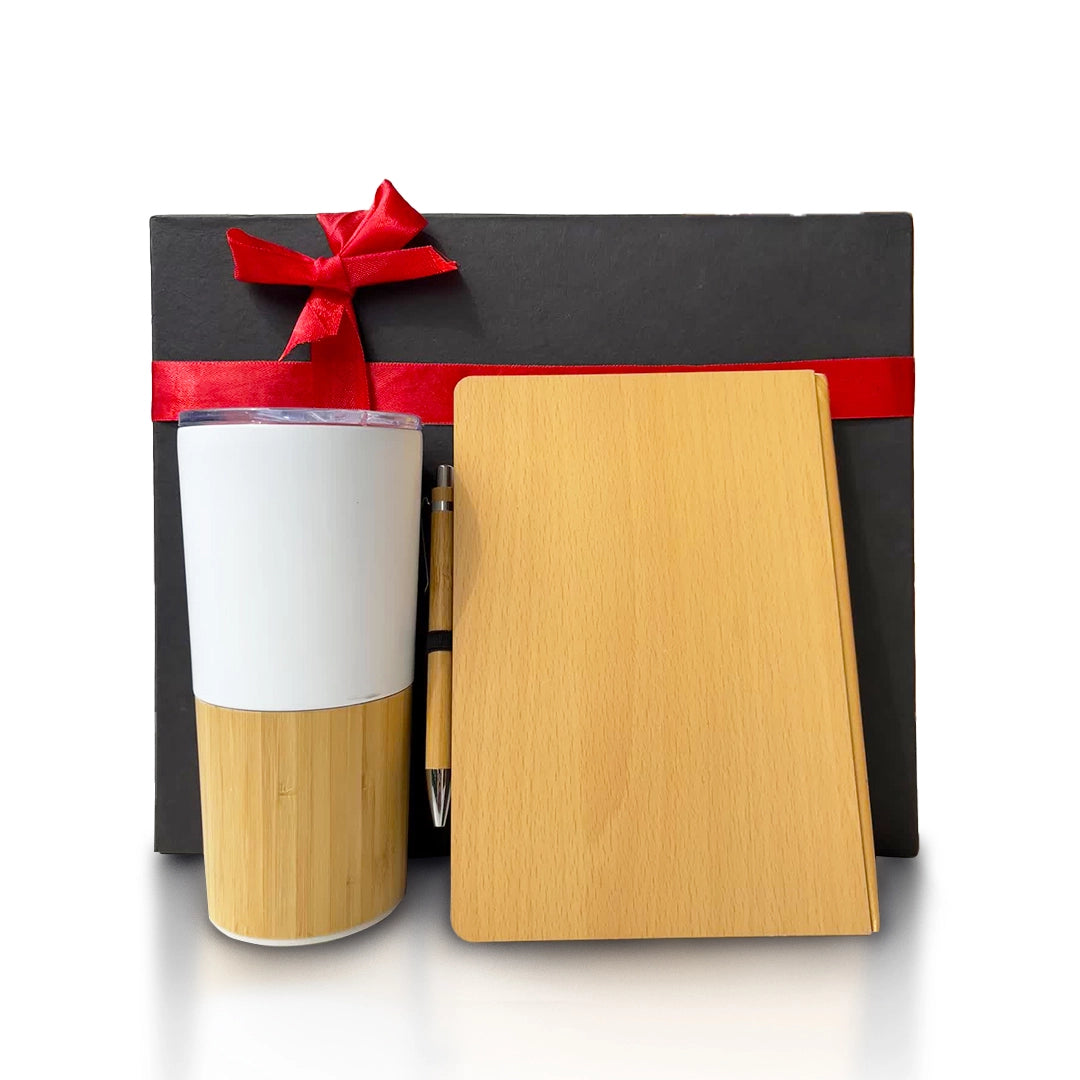 Handcrafted eco-friendly bamboo tumbler & diary set