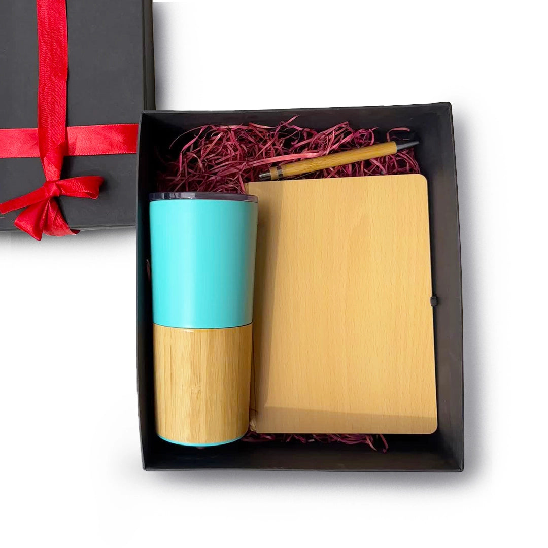 Sustainable gift set with bamboo tumbler & stationery